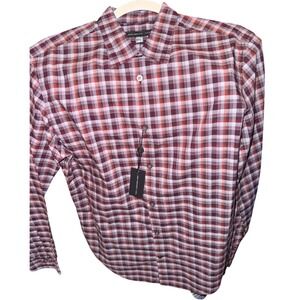 John‎ Varvatos U.S.A. Mens Burgundy Red Plaid Long Sleeve Button Small Shirt NWT